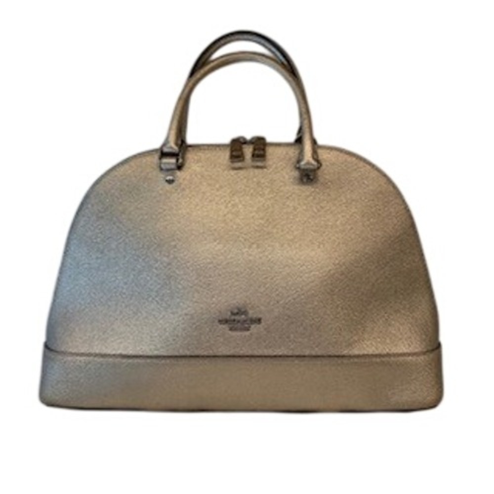 Coach Sierra Satchel Metallic‎ Gold Crossgrain Leather Dome Bag F29560